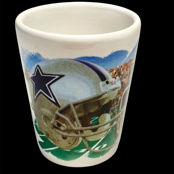Vintage Dallas Cowboys Lone Star Football Helmet Shot Glass Ceramic Graphic - Picture 1 of 12